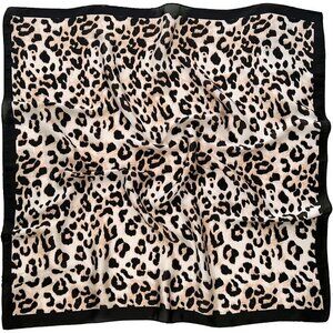 Women Small Leopard Headscarf Satin Bandana Pattern Polyester Breathable Scarves